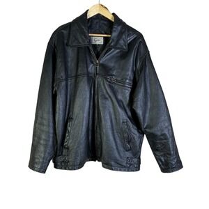 Vintage Griffith Black 100% Leather Zip Up Jacket Mens XL